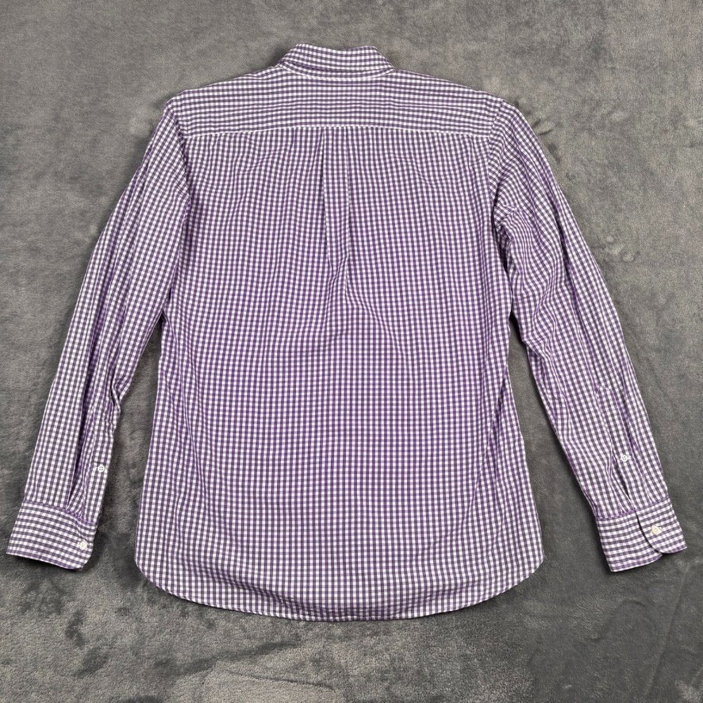 J Press Button Down Shirt Mens Medium Purple Gingham Check Cotton Long Sleeve - Picture 5 of 16